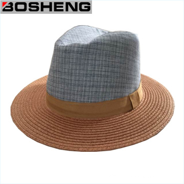 Unisex Summer Beach Trilby Fedora chapéu de palha de sol
